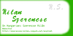 milan szerencse business card